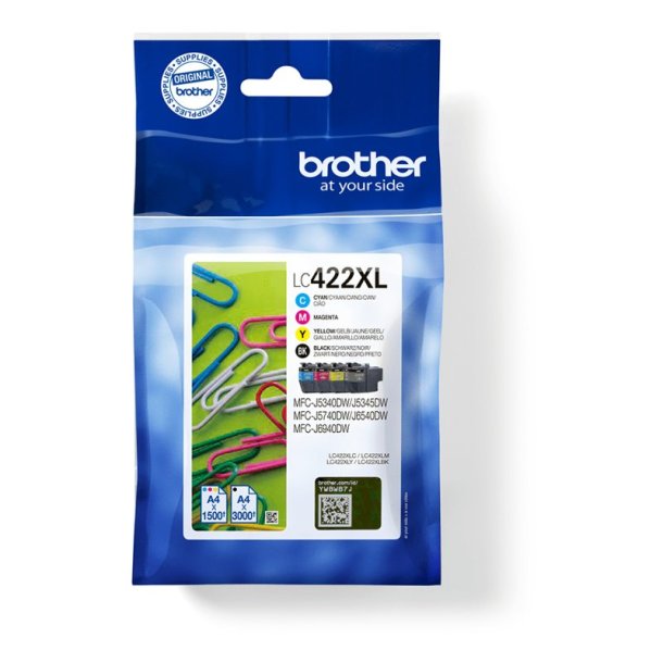 Brother LC422XLVAL Valuepack Original Bl�kpatroner Sort, Bl�, Magenta, Gul