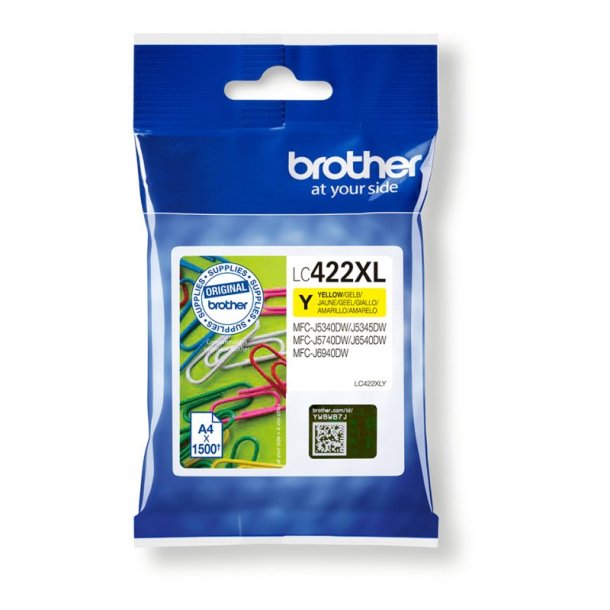 Brother LC422XLY Original Bl�kpatron Gul - XL - 1500 Sider