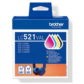 Brother LC521VAL Valuepack Original Bl�kpatroner Sort, Bl�, Magenta, Gul
