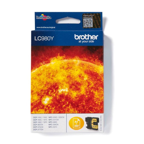Brother LC980Y Original Bl�kpatron Gul - Standard - 260 Sider