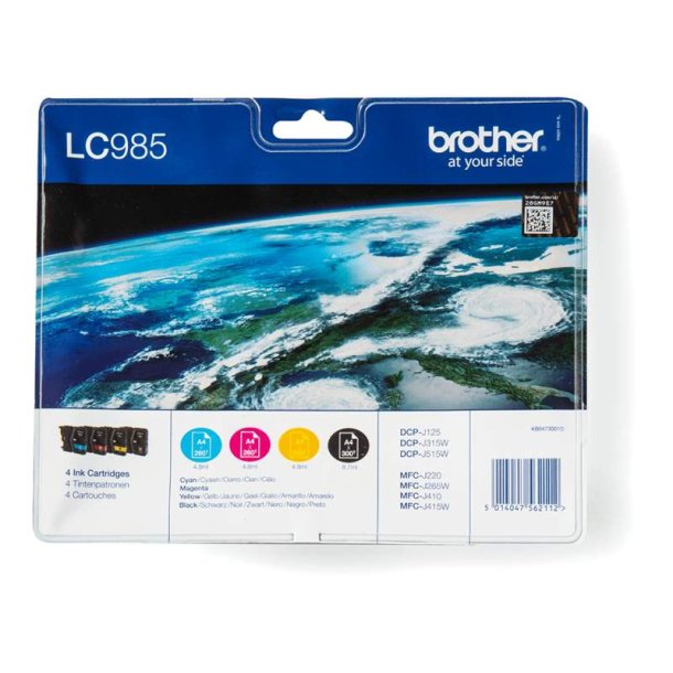 Brother LC985VALBP Valuepack - Original Bl�kpatroner Sort, Bl�, Magenta, Gul