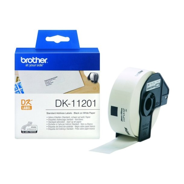 Brother DK-11201 tape - sort tekst p hvid - 29x90mm - adresse labels - 400 stk. pr. rulle