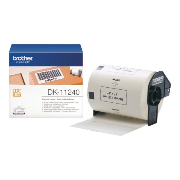 Brother DK-11240 tape - Sort p hvid - 102mmx51mm - udstansede Fragt Labels - 600 stk. pr. rulle