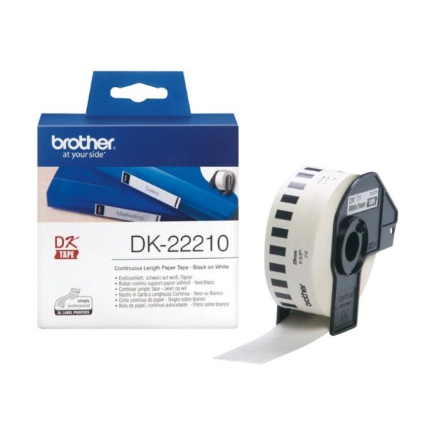 Brother DK-22210 tape - sort tekst p hvid - 29mmx30,5m - Thermo papir