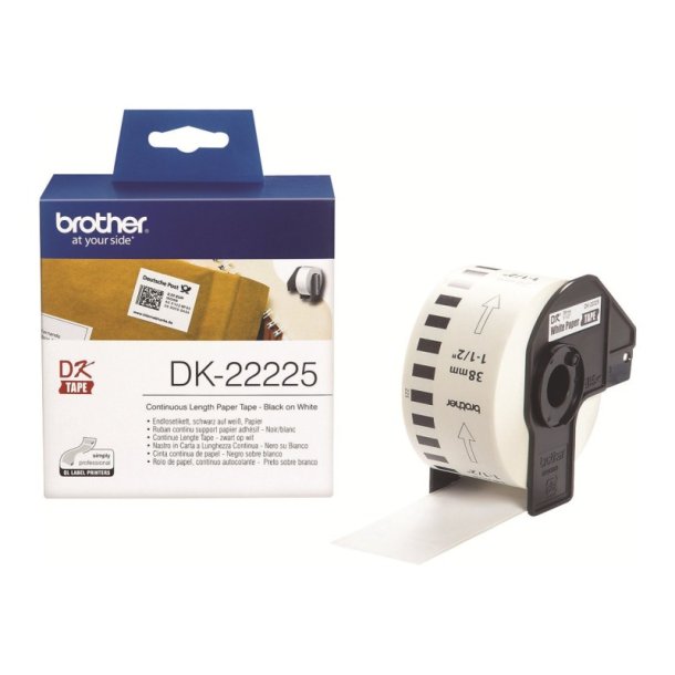 Brother DK-22225 tape - sort tekst p hvid - 38mmx30,5m - Thermo papir