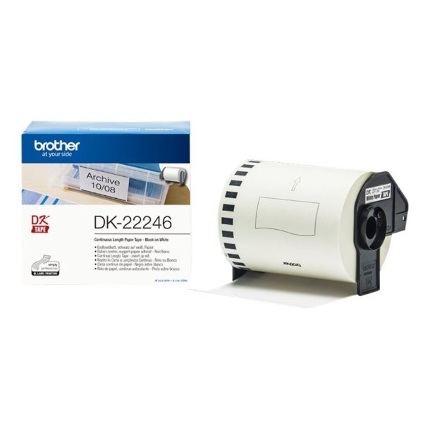 Brother DK-22246 tape - sort tekst p hvid - 103mmx30,5m - Thermo papir