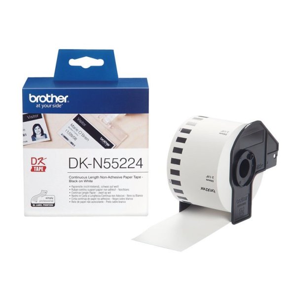 Brother DK-N55224 tape - sort tekst p hvid - 54mmx30,5m - Ikke Klbende