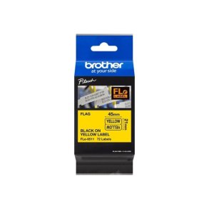 Brother FLe-6511 tape - Sort tekst p� gul - 21mmx45mm - udstansede - ulamineret - 72 labels