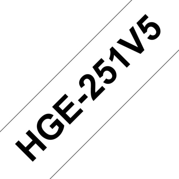 Brother HGE-251V5 tape - sort tekst p hvid - 24mmx8m - HiRes - Lamineret - Pakke med 5 stk.