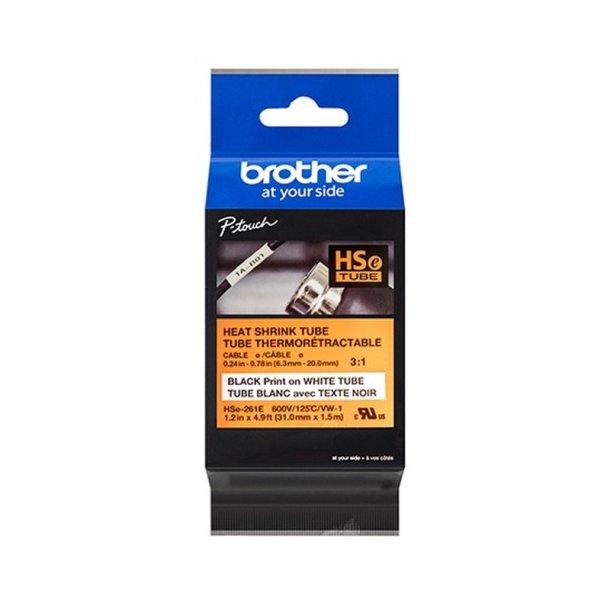 Brother Hse-261E tape - sort tekst p hvid - 31mmx1,5m - Krympeflex