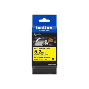 Brother Hse-611E tape - sort tekst p� gul - 5,2mmx1,5m - Krympeflex
