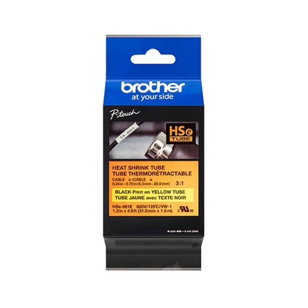 Brother HSe-661E tape - sort tekst p gul - 31mmx1,5m - Krympeflex