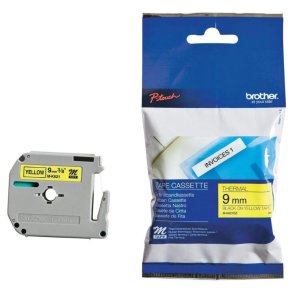 Brother M-K621BZ tape - sort tekst p� gul - 9mmx8m - Ikke Lamineret