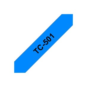 Brother TC-501 tape - Sort tekst p� bl� - 12mmx7,7m - Standard lamineret