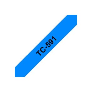 Brother TC-591 tape - sort tekst p� bl� - 9mmx7,7m - Standard lamineret