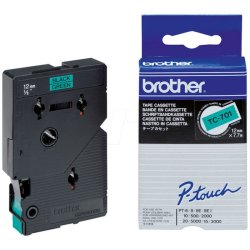 Brother TC-701 tape - Sort tekst p� gr�n - 12mmx7,7m - Standard lamineret