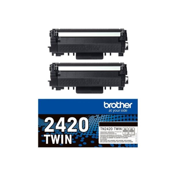 Brother TN2420 Twin - Original toner - 3000 Sider ved 5% dkning - Sort - 2 stk.