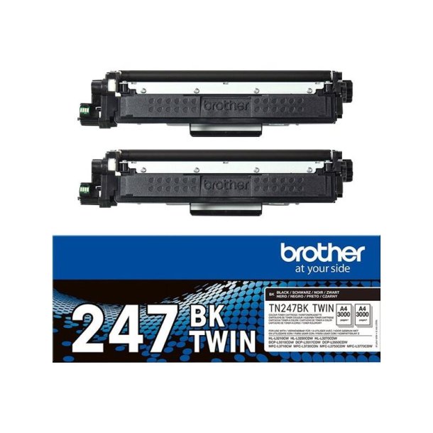 Brother TN247BK Twin - Original toner - 3000 Sider ved 5% dkning - Sort - 2 stk.