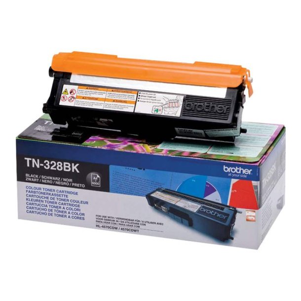 Brother TN328BK - Original toner - 6000 Sider ved 5% dkning - Sort - 1 stk.