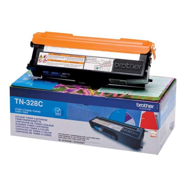 Brother TN328C - Original toner - 6000 Sider ved 5% dkning - Cyan - 1 stk.