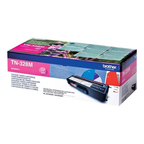 Brother TN328M - Original toner - 6000 Sider ved 5% dkning - Magenta - 1 stk.