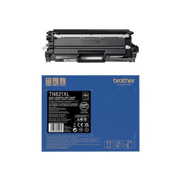 Brother TN821XLBK - Original toner - 12000 Sider ved 5% dkning - Sort - 1 stk.