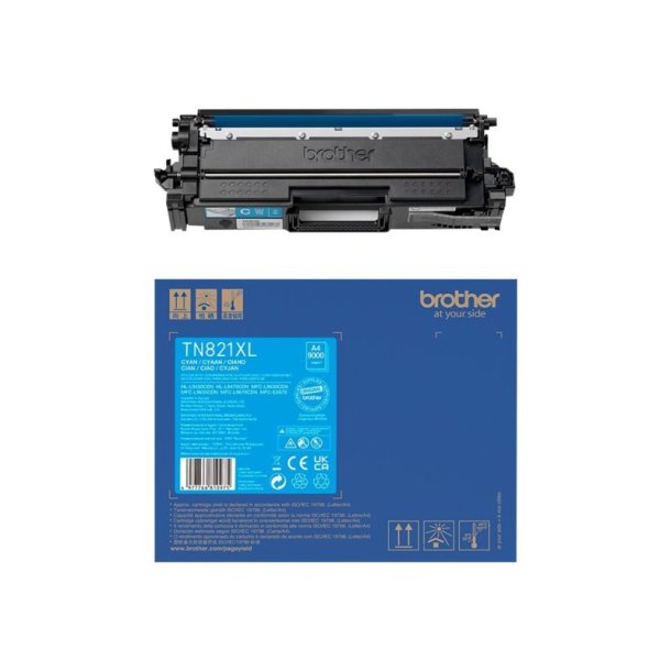 Brother TN821XLC - Original toner - 9000 Sider ved 5% dkning - Cyan - 1 stk.