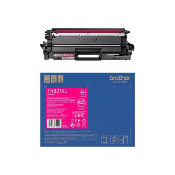 Brother TN821XLM - Original toner - 9000 Sider ved 5% dkning - Magenta - 1 stk.