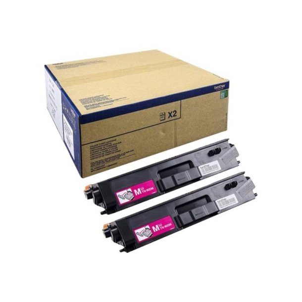 Brother TN900M Twin - Original toner - 12000 Sider ved 5% dkning - Magenta - 2 stk.