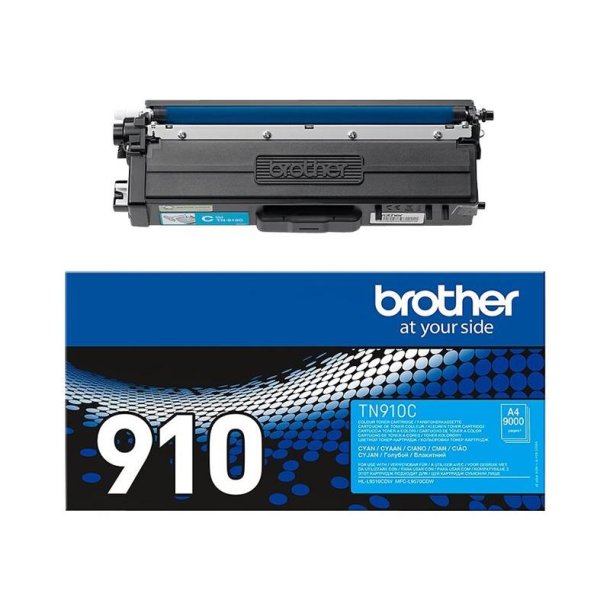 Brother TN910C - Original toner - 9000 Sider ved 5% dkning - Cyan - 1 stk.