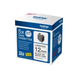 Brother TZe-231M5 tape - sort tekst p hvid - 12mmx8m - standard lamineret - pakke med 5 stk.