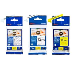Brother TZe-131/231/631 tape : 1 stk. af hver rulle p 4 meter - Standard Lamineret - 3 stk.