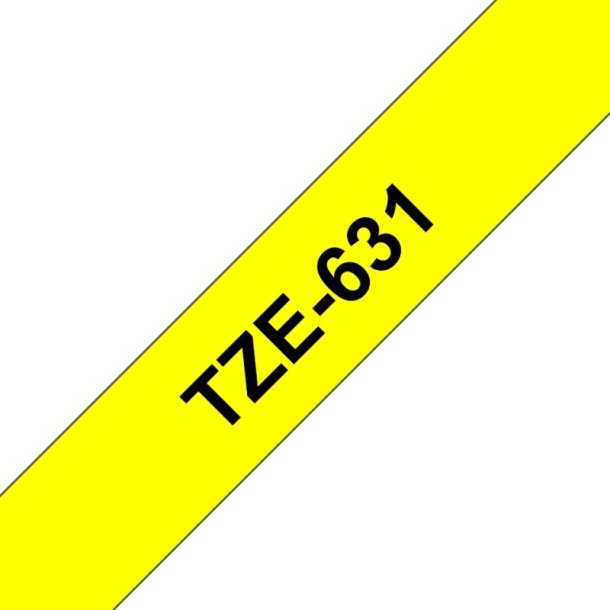 Brother TZe-631S tape - sort tekst p gul 12mmx4m - Standard Lamineret