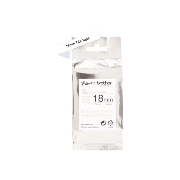 Brother TZe-CL4 Rensetape - sort tekst p hvid - 18mm - til printhoved - kan bruges 100 gange