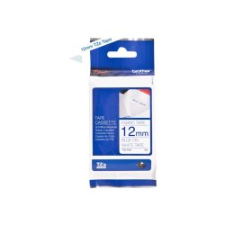 Brother TZe-FA3 stoftape - Marinebl tekst p hvid - 12mmx3m - Stryg p tekstil tape