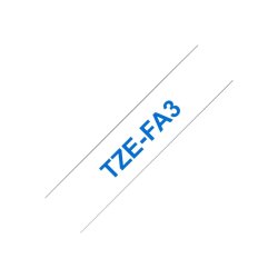 Brother TZe-FA3 stoftape - Marinebl tekst p hvid - 12mmx3m - Stryg p tekstil tape