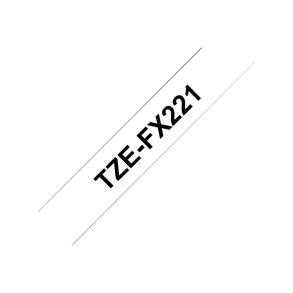 Brother TZe-FX221 tape - sort tekst p� hvid - 9mmx8m - Flexi-ID Lamineret
