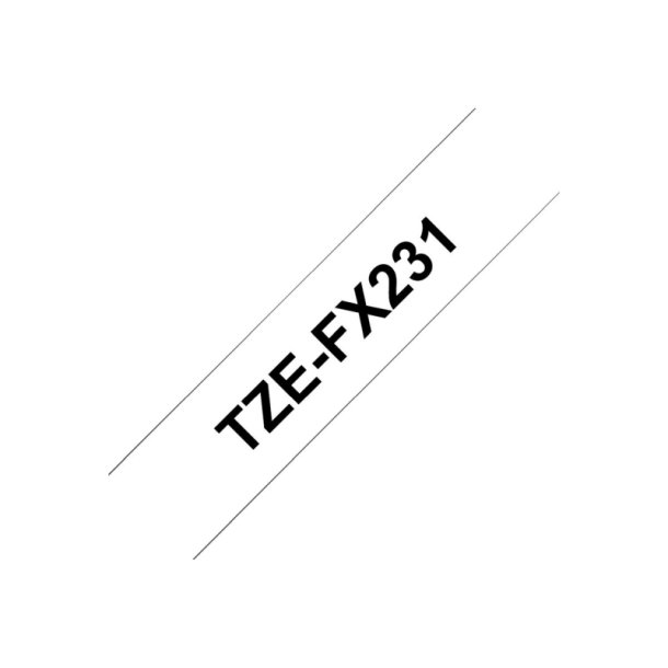 Brother TZe-FX231 tape - sort tekst p hvid - 12mmx8m - Flexi-ID Lamineret