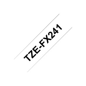 Brother TZe-FX241 tape - sort tekst p� hvid - 18mmx8m - Flexi-ID Lamineret