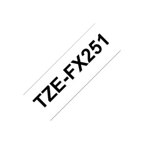 Brother TZe-FX251 tape - sort tekst p� hvid - 24mmx8m - Flexi-ID Lamineret