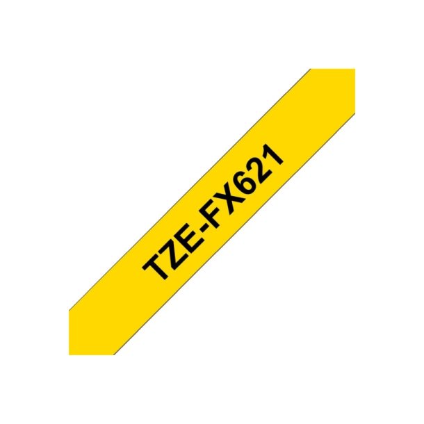 Brother TZe-FX621 tape - sort tekst p gul - 9mmx8m - Flexi-ID Lamineret