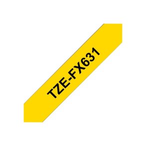 Brother TZe-FX631 tape - sort tekst p� gul - 12mmx8m - Flexi-ID Lamineret
