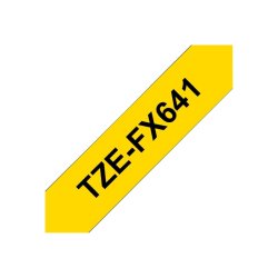 Brother TZe-FX641 tape - sort tekst p gul - 18mmx8m - Flexi-ID Lamineret