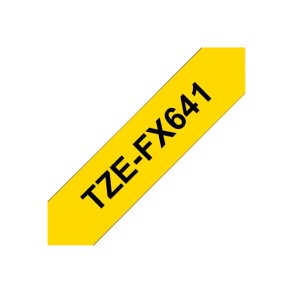 Brother TZe-FX641 tape - sort tekst p� gul - 18mmx8m - Flexi-ID Lamineret