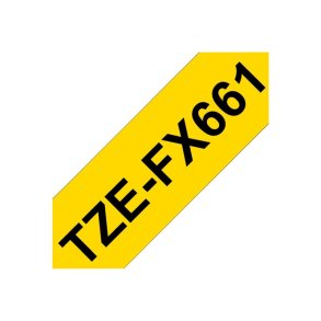 Brother TZe-FX661 tape - sort tekst p� gul - 36mmx8m - Flexi-ID Lamineret
