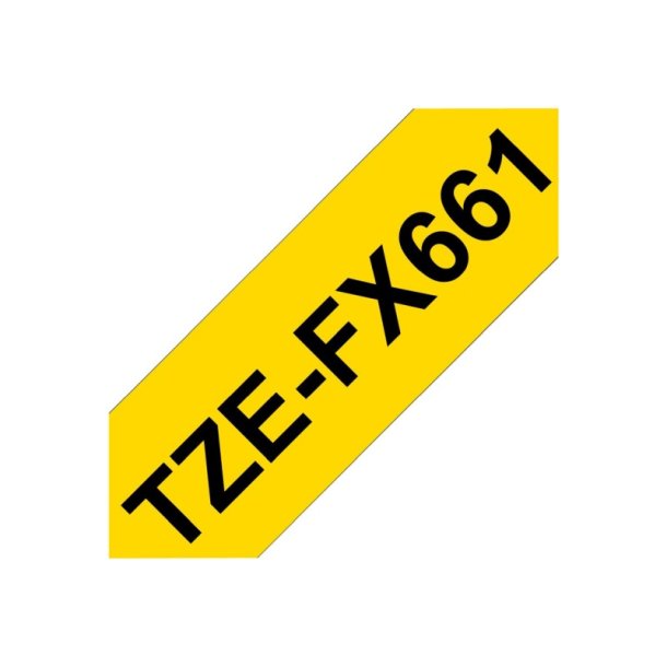 Brother TZe-FX661 tape - sort tekst p gul - 36mmx8m - Flexi-ID Lamineret