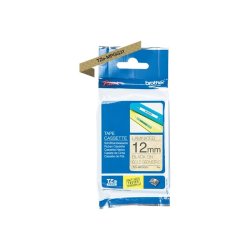 Brother TZe-MPGG31 tape - Sort tekst p guld geometrisk - 12mmx4m - standard lamineret