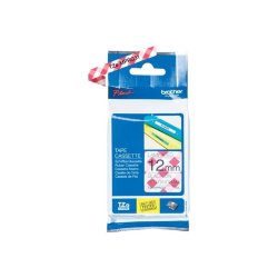 Brother TZe-MPRG31 tape - Sort tekst p rd ternet - 12mmx4m - standard lamineret