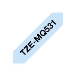 Brother TZe-MQ531 tape - sort tekst p pastelbl - 12mmx8m - Standard Lamineret