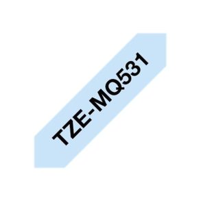 Brother TZe-MQ531 tape - sort tekst p� pastelbl� - 12mmx8m - Standard Lamineret